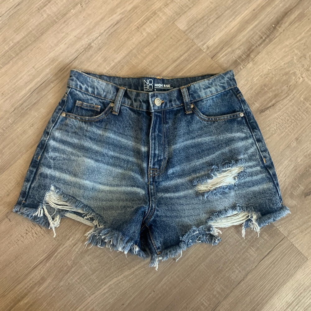 NOBO High Waisted Rip Denim Shorts